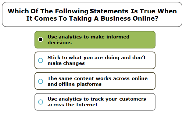 Which of the following statements is true when it comes to taking a business online?