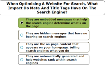 when optimising a website for search, what impact do meta and title tags have on the search engine?